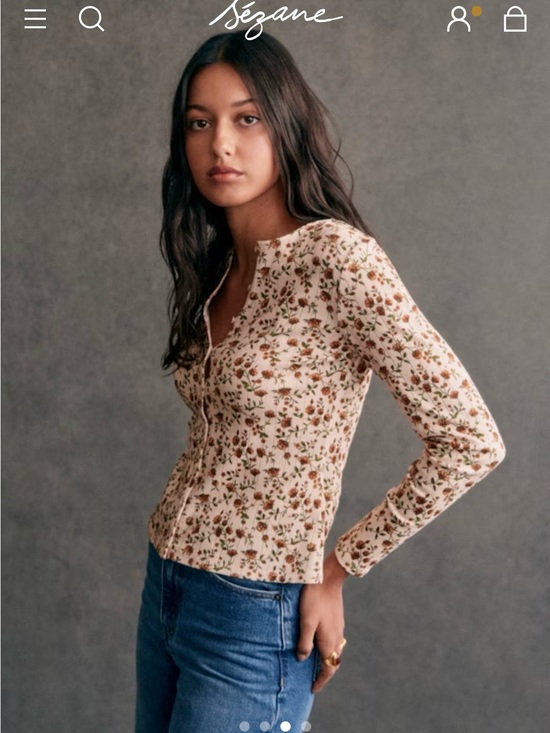 Sezane Tops - Sezane Lenie T-shirt - Miranda Beige Print